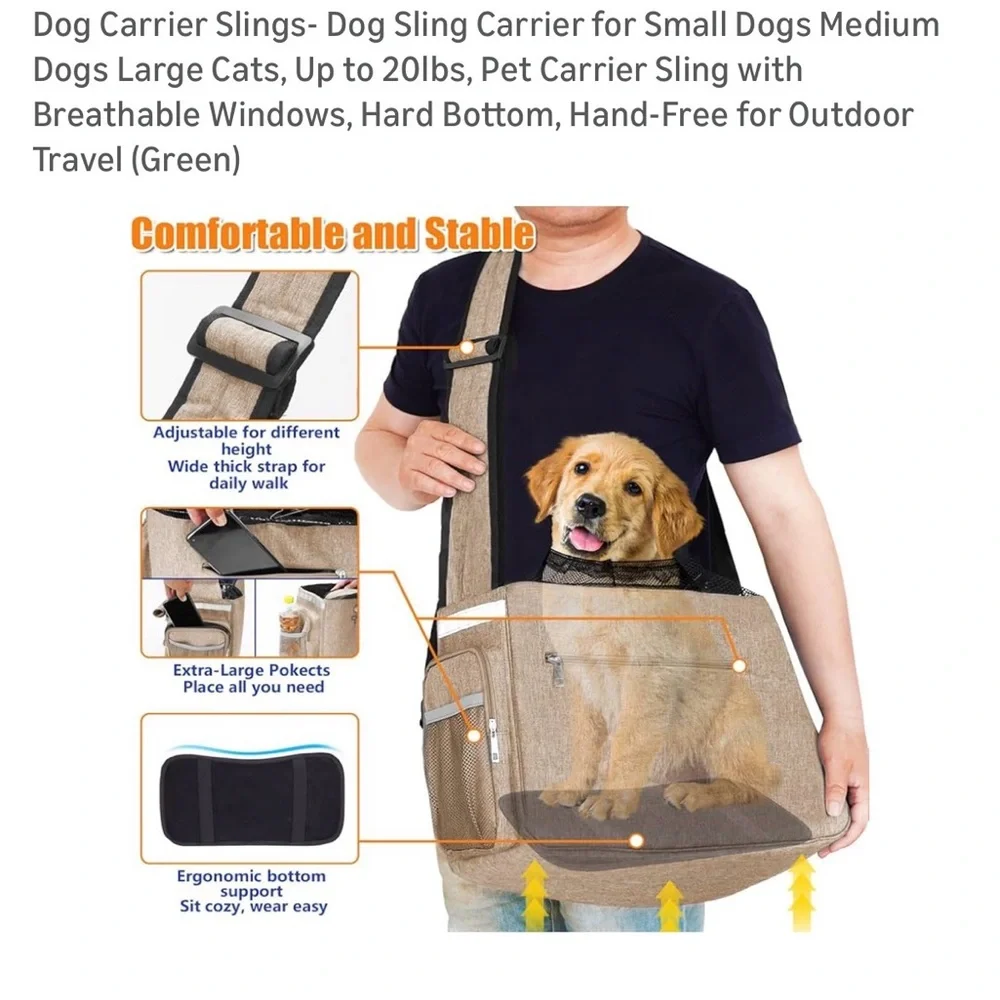 Small Dog/Cat Carrier Sling with Triple Security.Pet travel bag. Airline pet bag